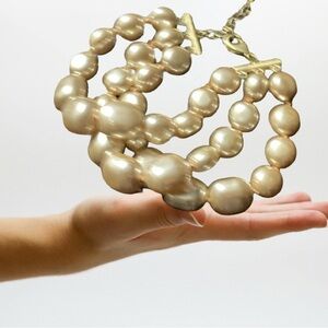 Three strand Pearl bracelet vintage Unique shape